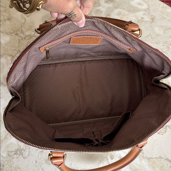 TOUS Kaos Waterproof Monogram Canvas & Leather Alma Style Dual Handle Bag - Picture 12 of 14